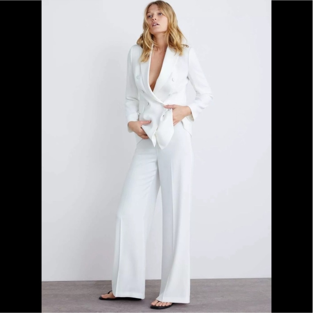 Zara white flowy wide leg pants size S NWT 2551/778